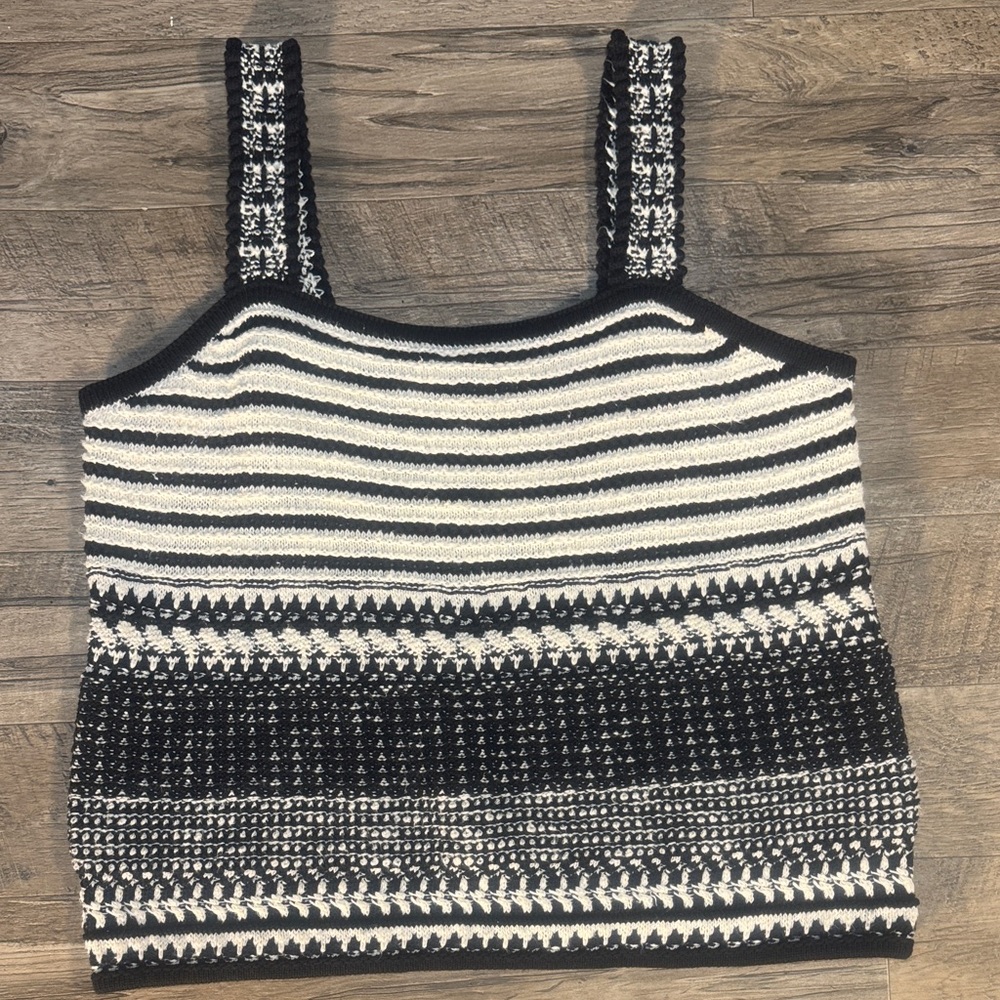 LOFT Monochrome Patterned Knit Tank Top - Size XL